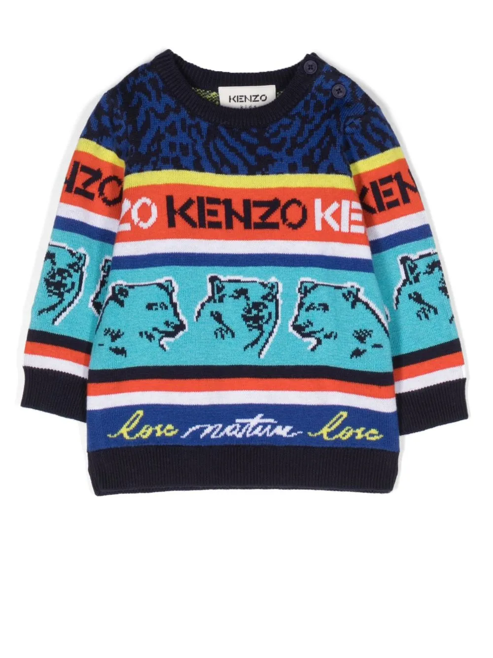 

Kenzo Kids logo-jacquard knitted jumper - Blue