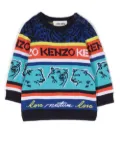 Kenzo Kids logo-jacquard knitted jumper - Blue