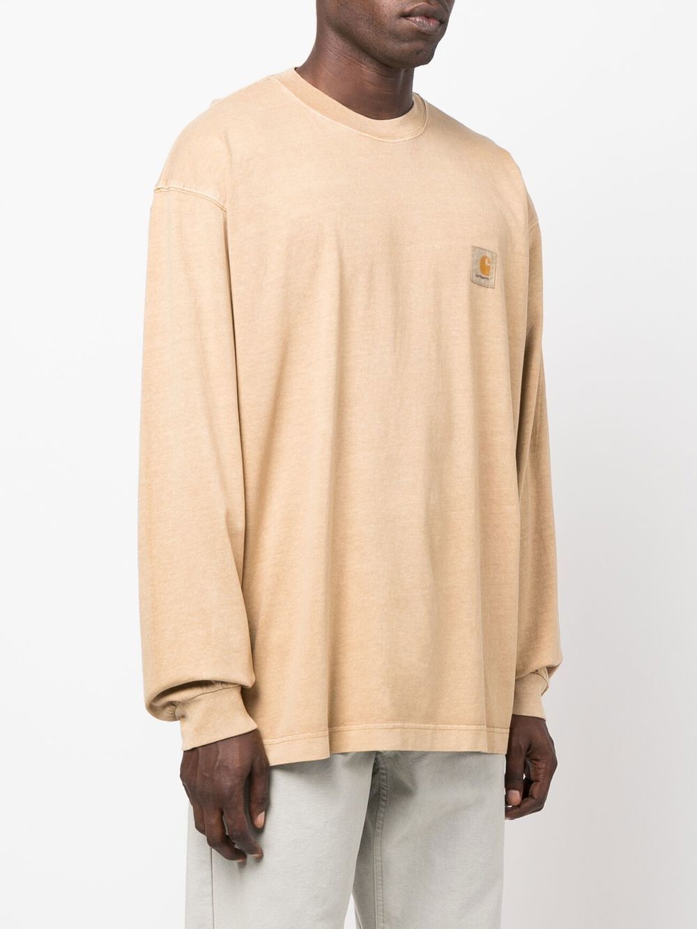 Shop Carhartt Logo-patch Long-sleeved T-shirt In Nude