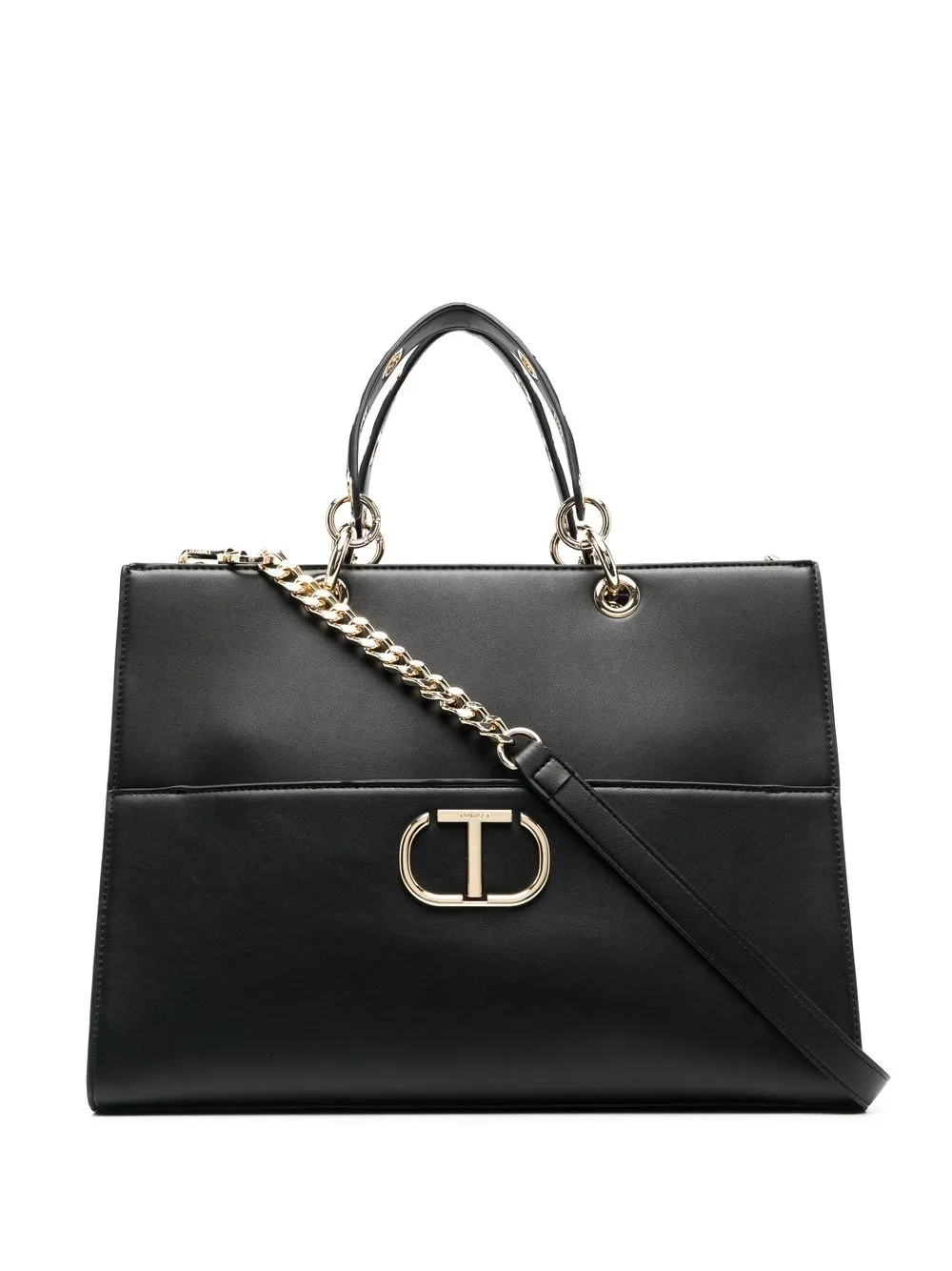 

TWINSET tote con placa del logo - Negro