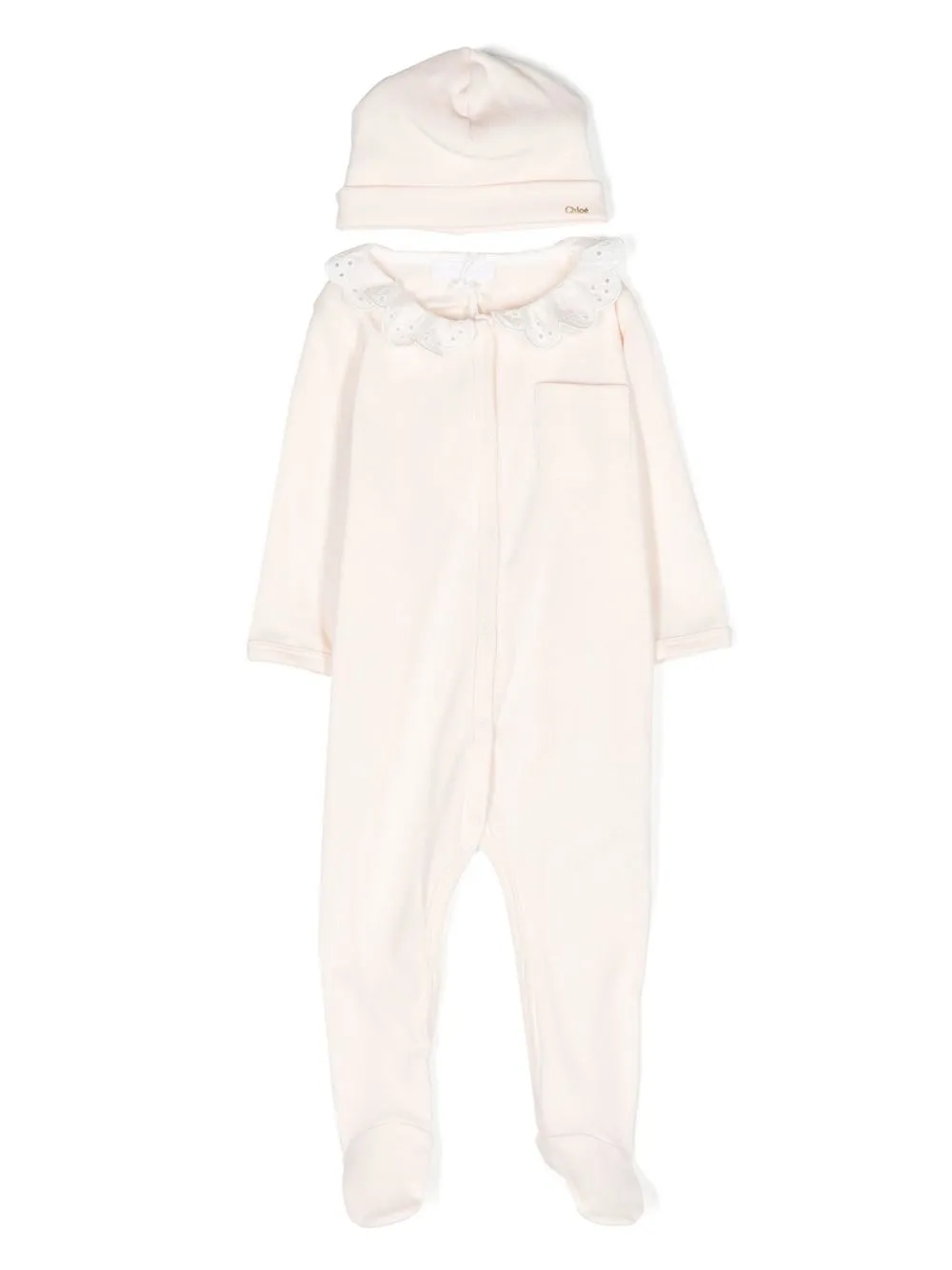 

Chloé Kids pijama de manga larga y cuello de encaje - Neutro