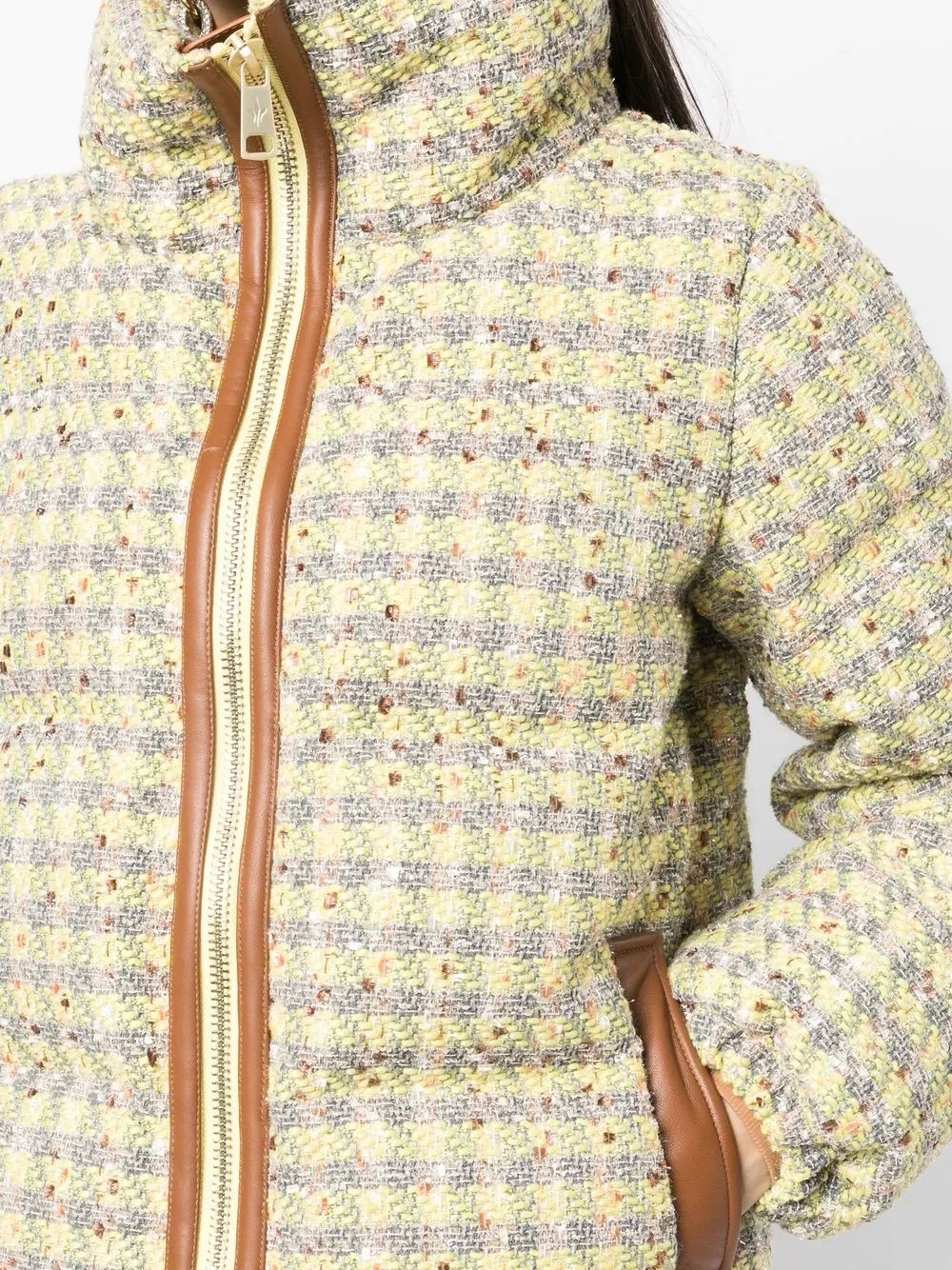 Nicole Benisti High-neck Tweed Puffer Jacket In Yellow