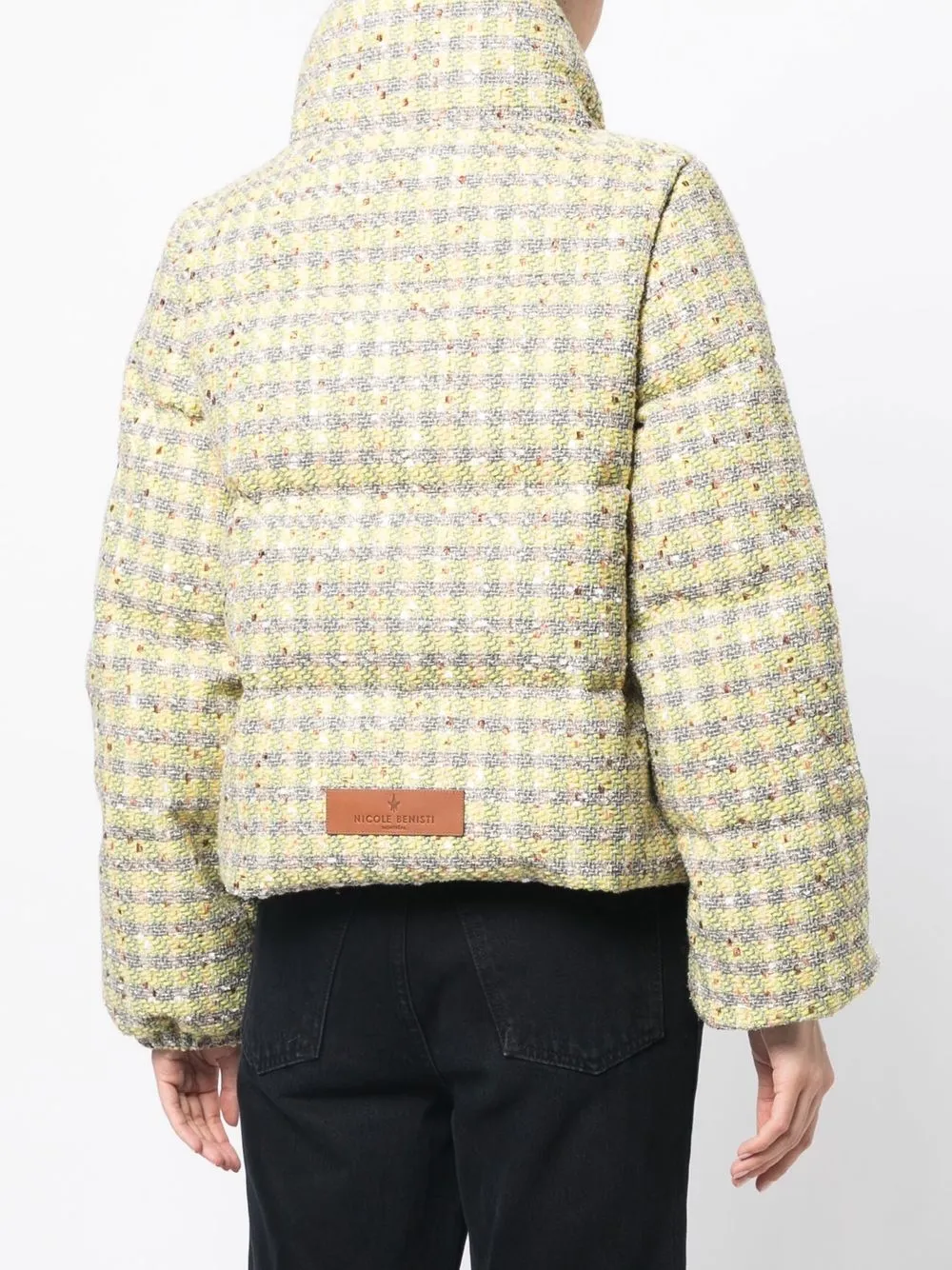 Nicole Benisti High-neck Tweed Puffer Jacket In Yellow