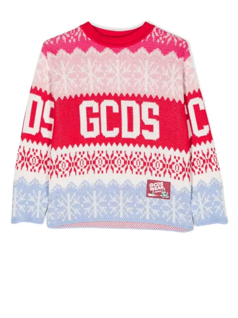 Gcds Kids intarsia-knit branded jumper 