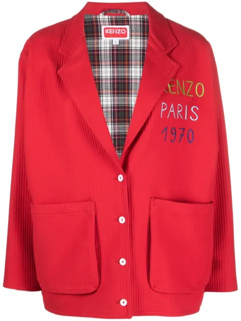 Kenzo - logo-embroidered single-breasted blazer