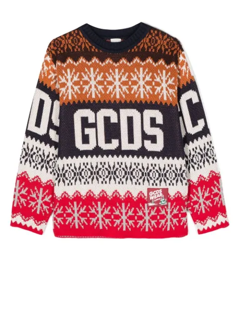 Gcds Kids intarsia-knit branded jumper