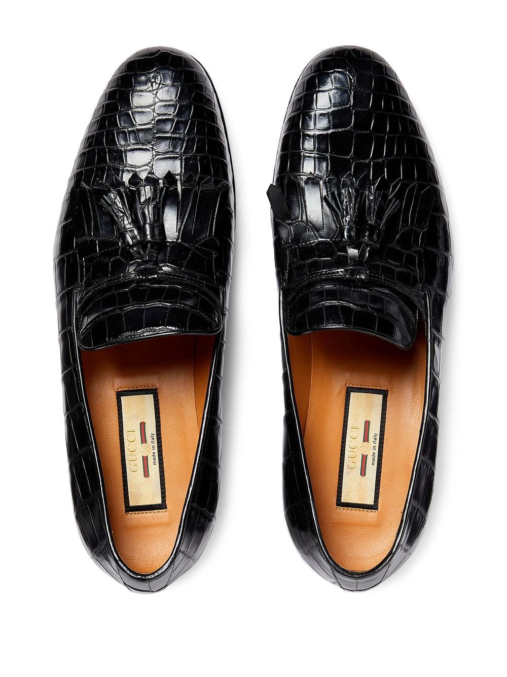 Shop Gucci Tassel-detail Leather Loafers In Black