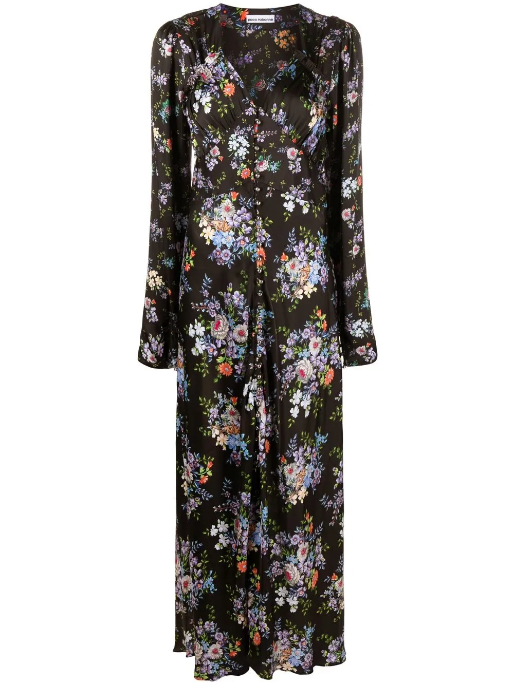 

Paco Rabanne floral print long-sleeve maxi dress - Black