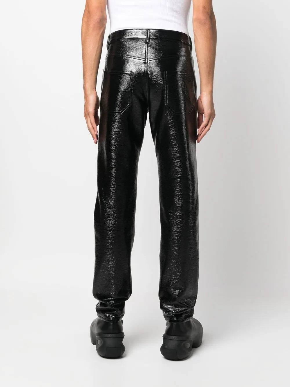vinyl straight-leg trousers