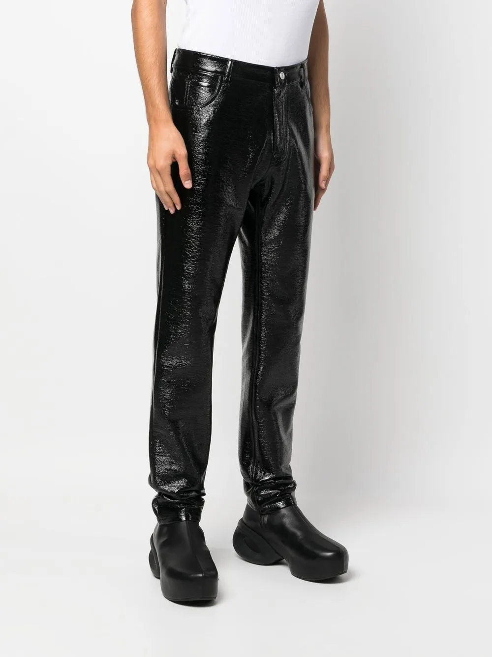  Courrèges Straight Leg Hose Aus Vinyl   Schwarz 