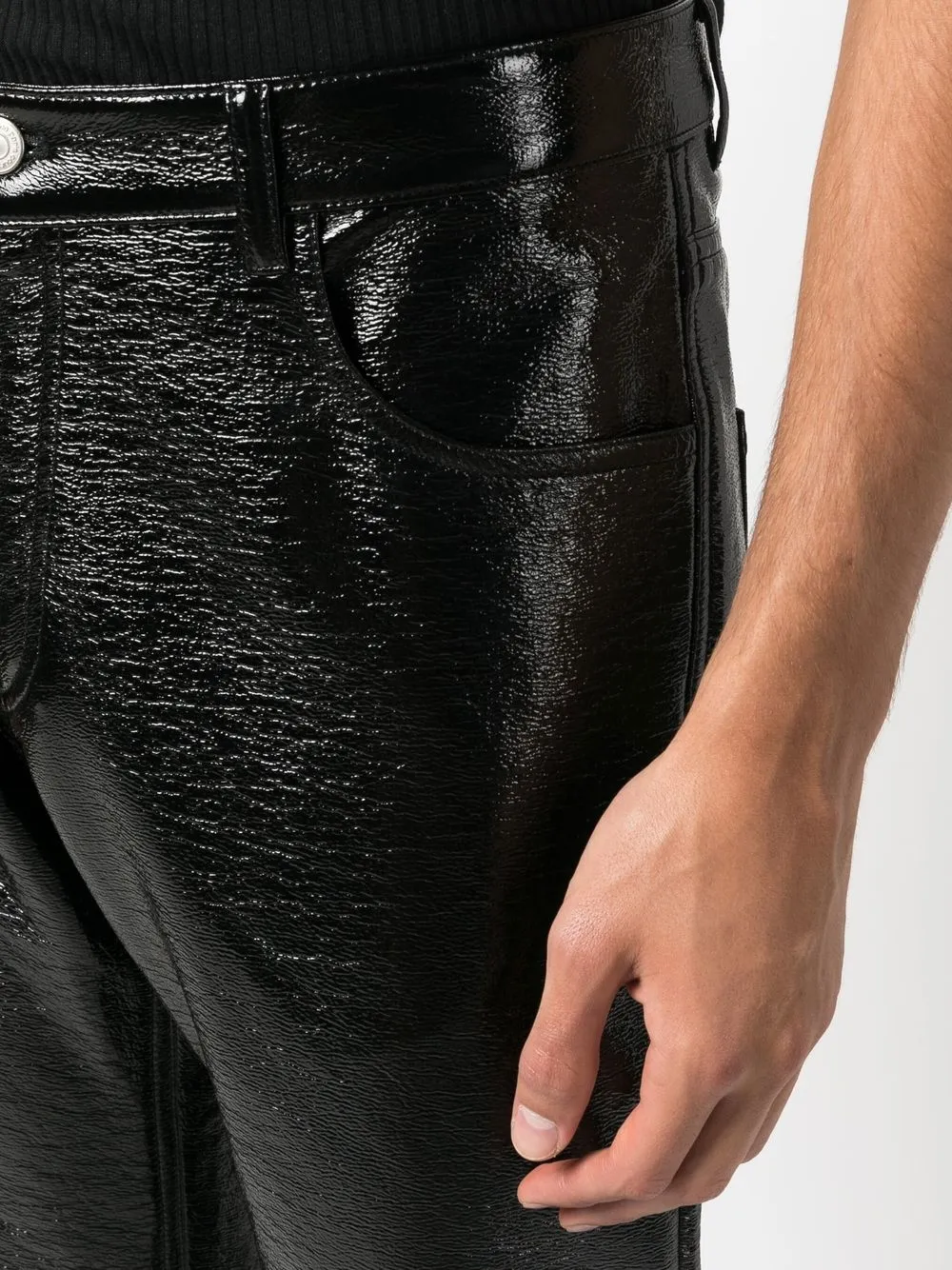 vinyl straight-leg trousers