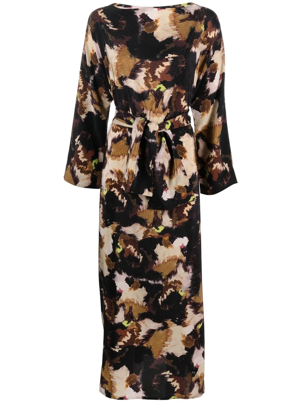 

Daniela Gregis graphic-print silk maxi dress - Brown