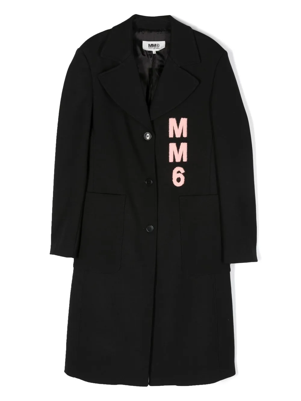 

MM6 Maison Margiela Kids abrigo con botones y parche del logo - Negro