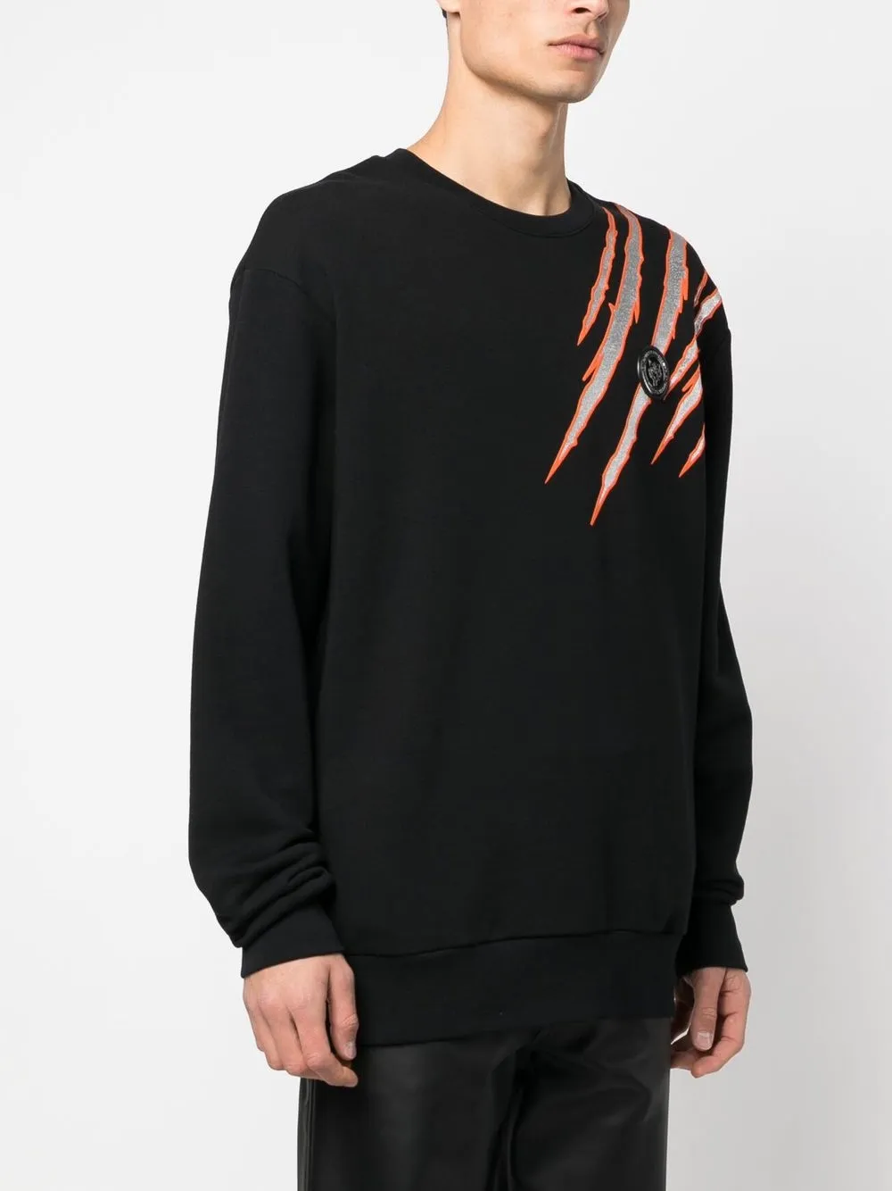  Plein Sport Sweatshirt Mit Kratzer Print   Schwarz 