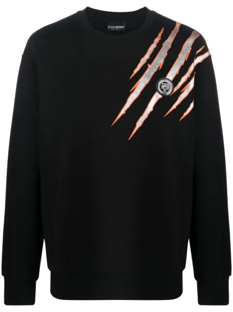 Plein Sport scratch-print crew neck sweatshirt