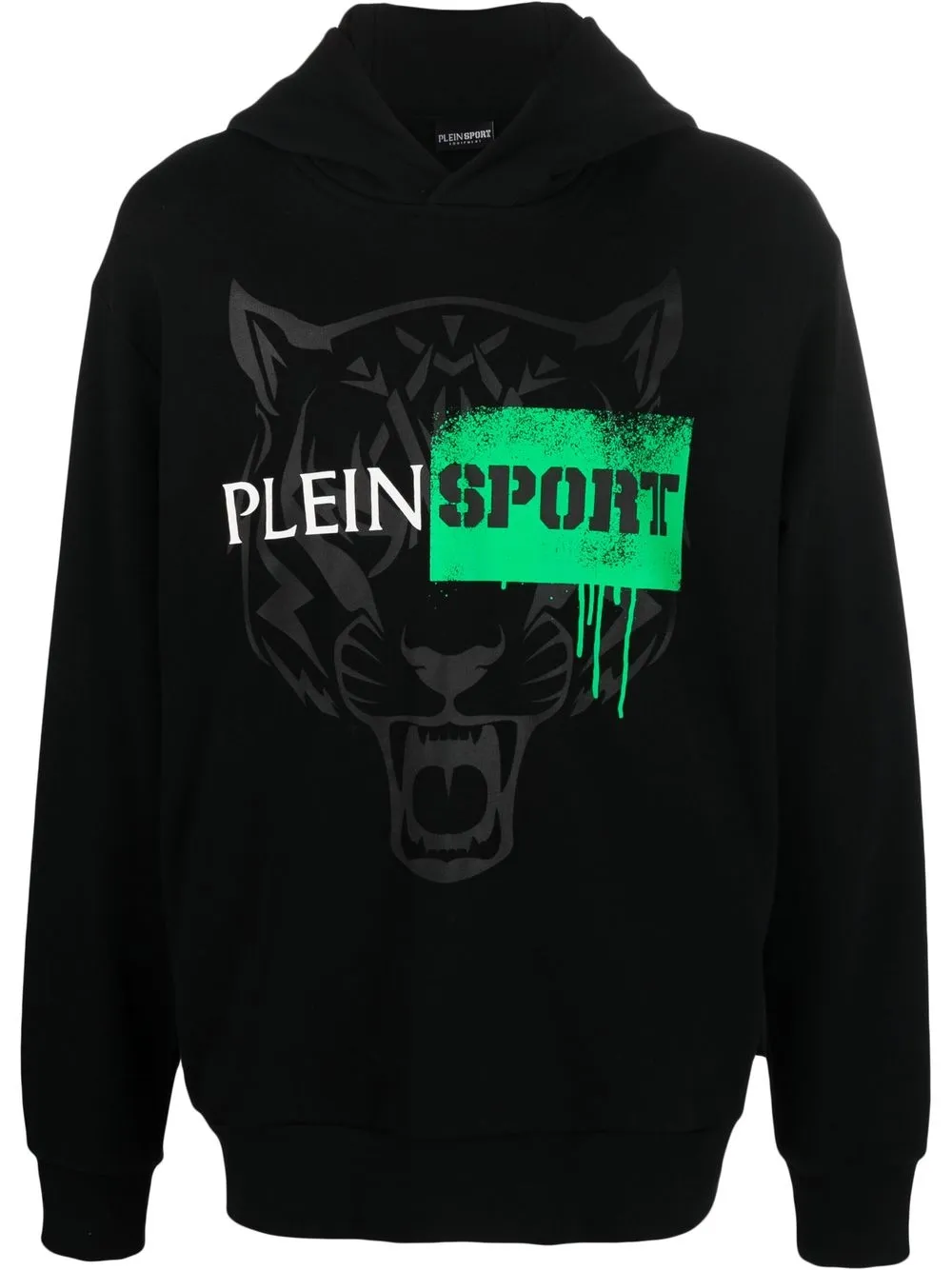 

Plein Sport tiger-motif long-sleeved hoodie - Black