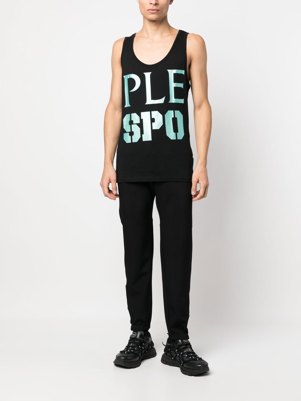 Plein Sport Tanktop met logoprint - Zwart