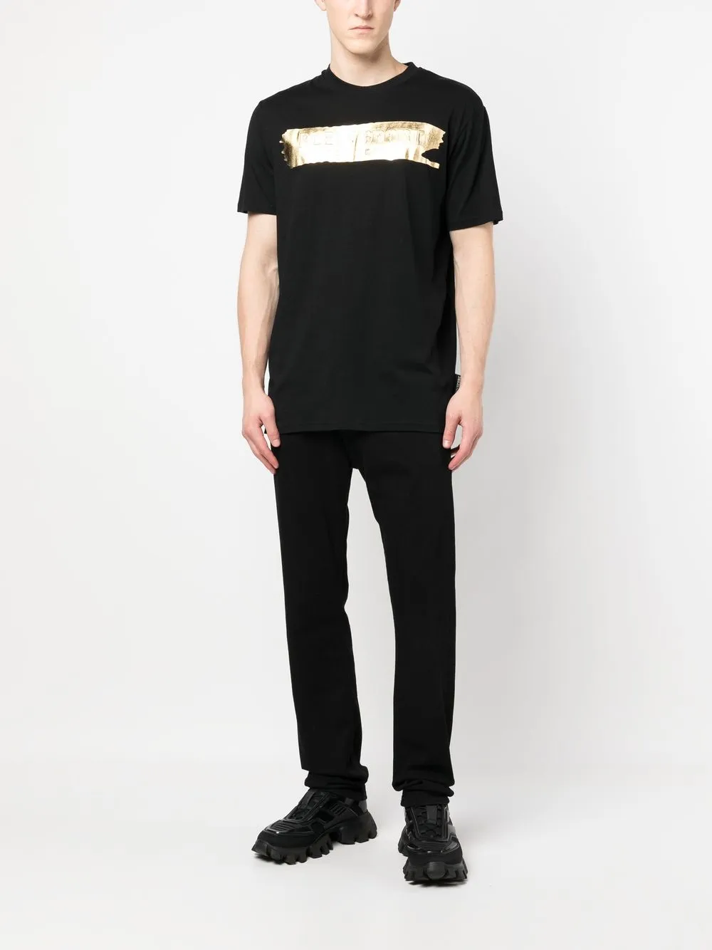 Plein Sport T-shirt met logoprint - Zwart