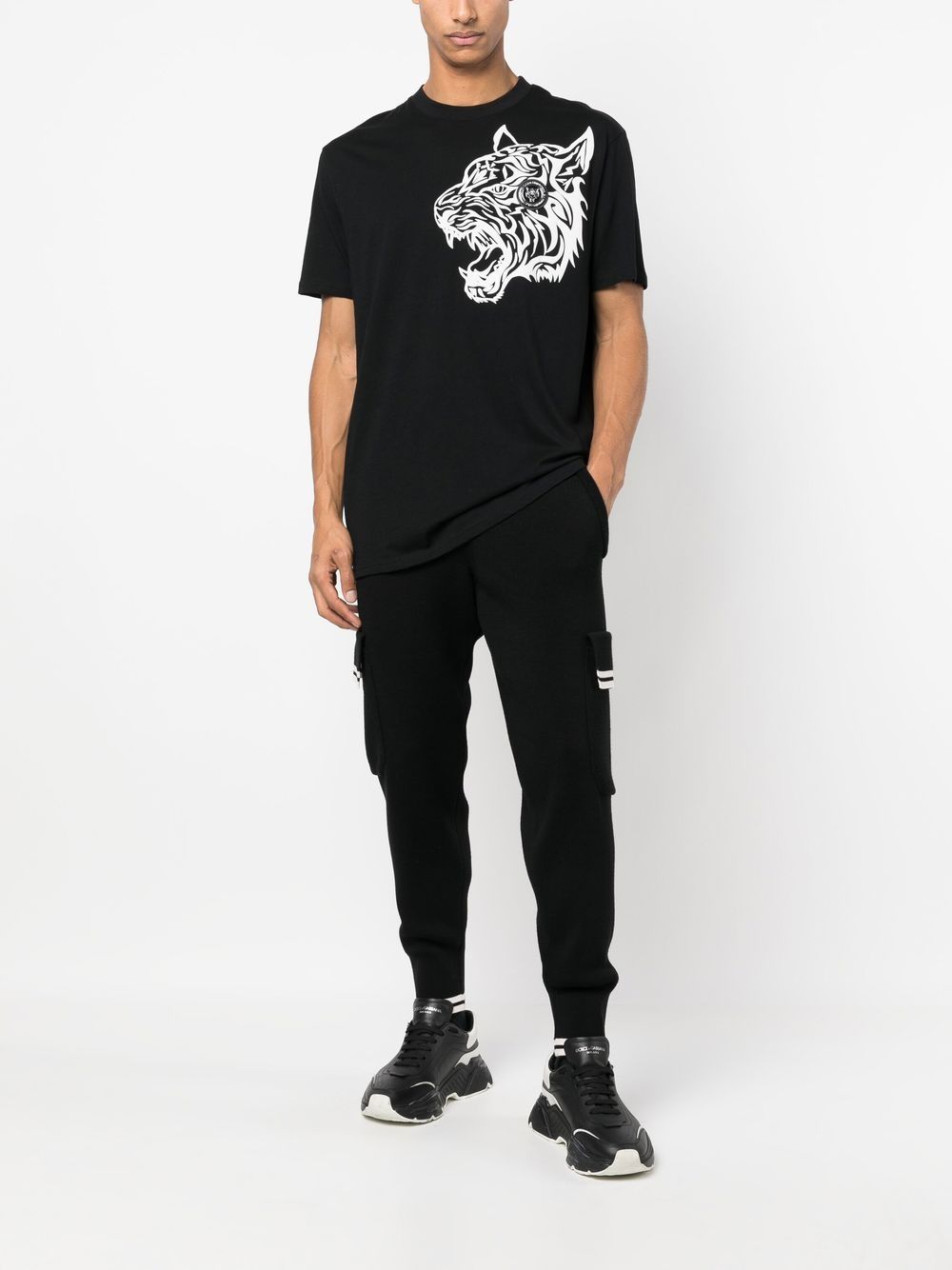 Shop Plein Sport Tiger-print Short-sleeved T-shirt In Black