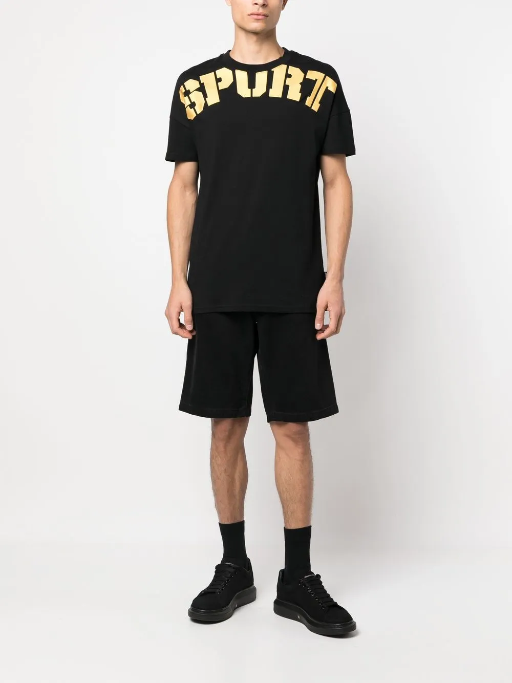 Plein Sport T Shirt Mit Logo Print   Schwarz 