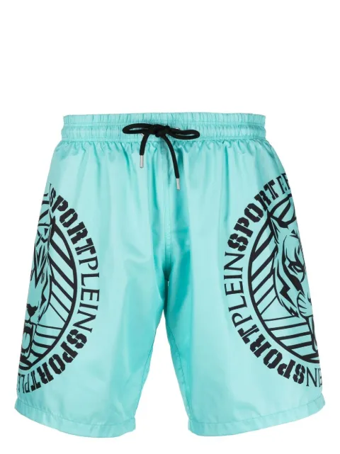 Plein Sport Tiger logo-print swim trunks