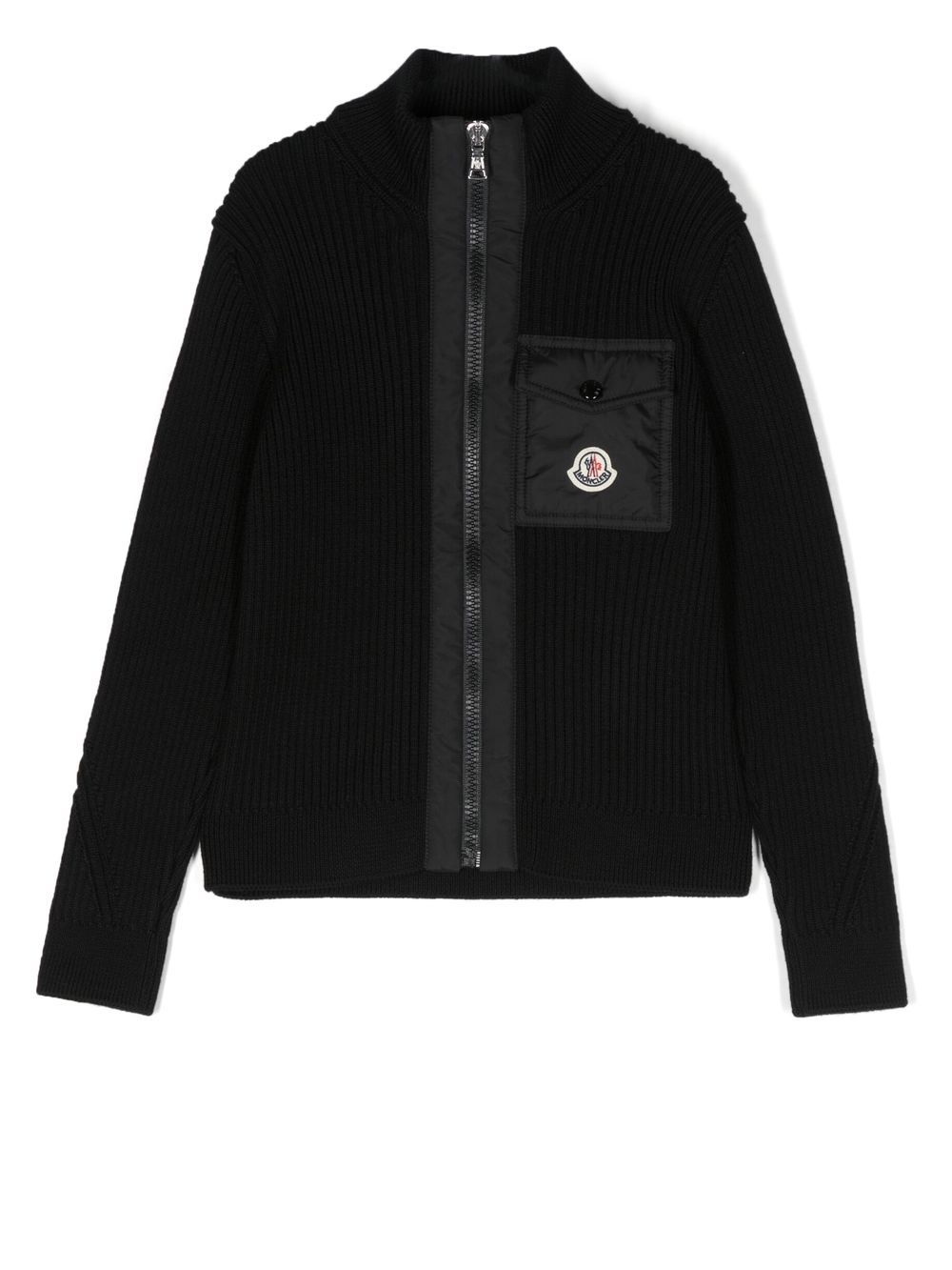 

Moncler Enfant cárdigan tejido de canalé con cierre - Negro