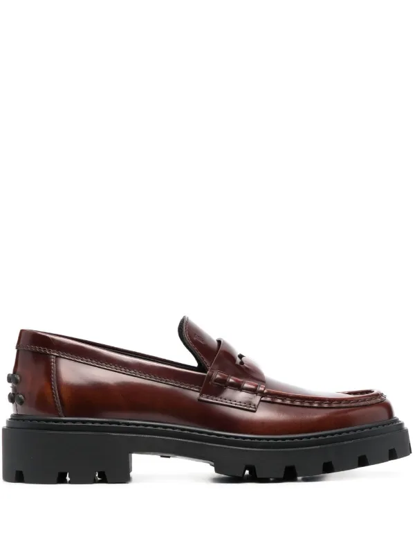 Burgundy spiked clearance loafers