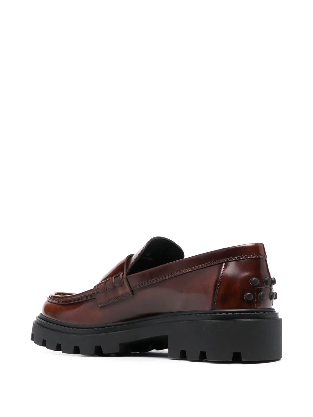 Shop Tod's Spike-stud Embellished Loafers In Brown