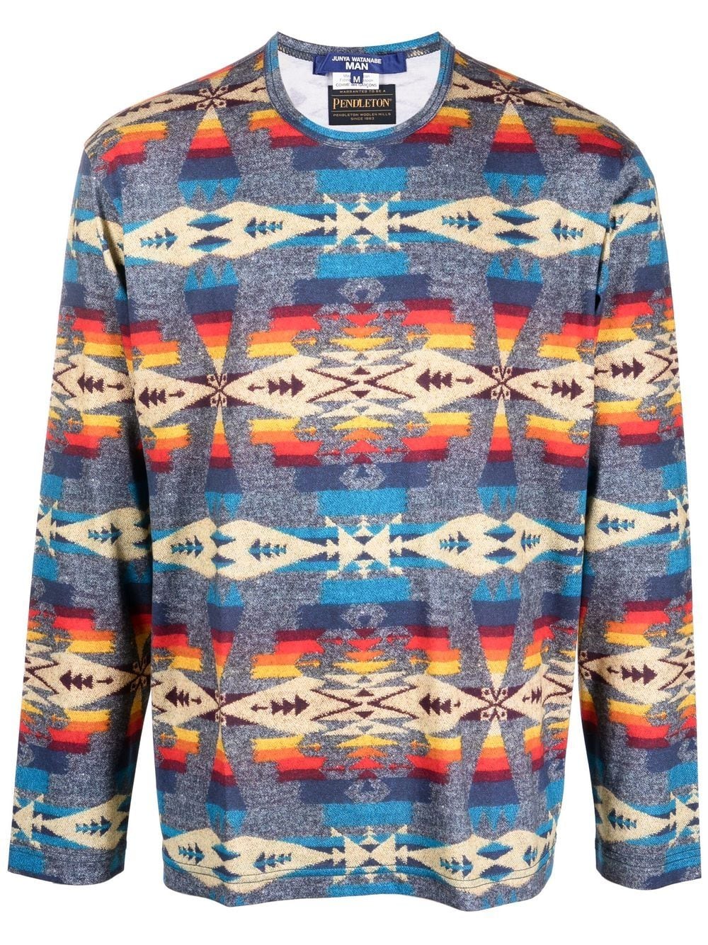 

Junya Watanabe MAN aztec-print long-sleeve T-shirt - Blue