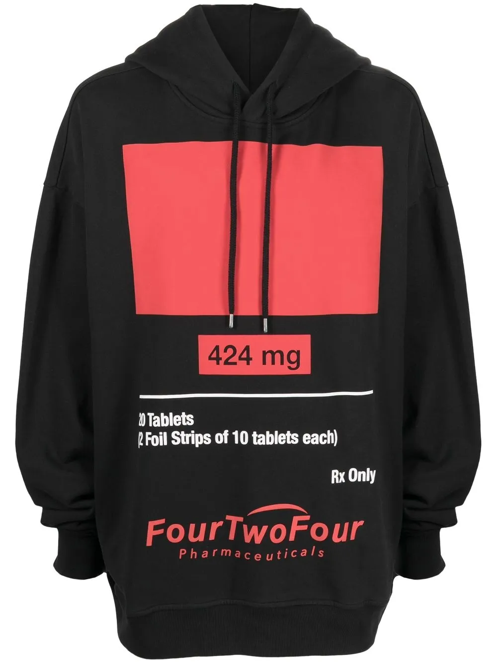 

424 graphic-print cotton hoodie - Black