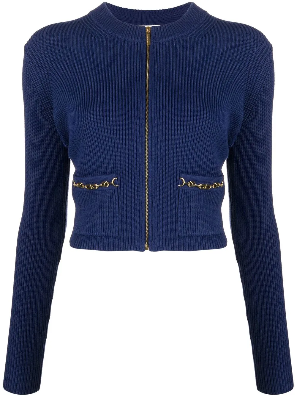 

Elisabetta Franchi ribbed-knit zip-up cardigan - Blue