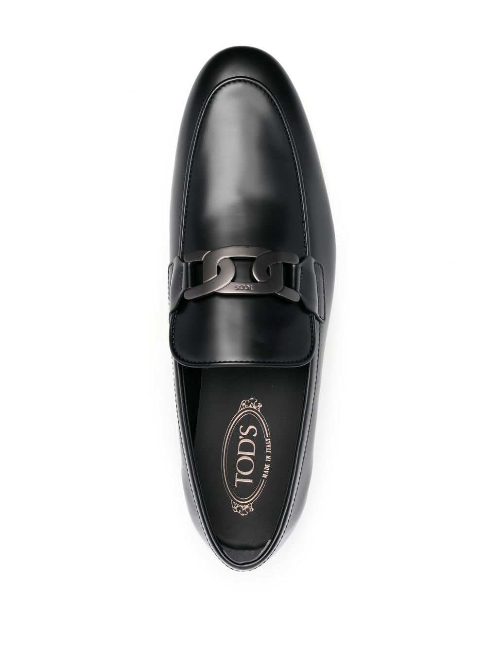 Shop Tod's Chain-embellished Leather Loafers In Schwarz