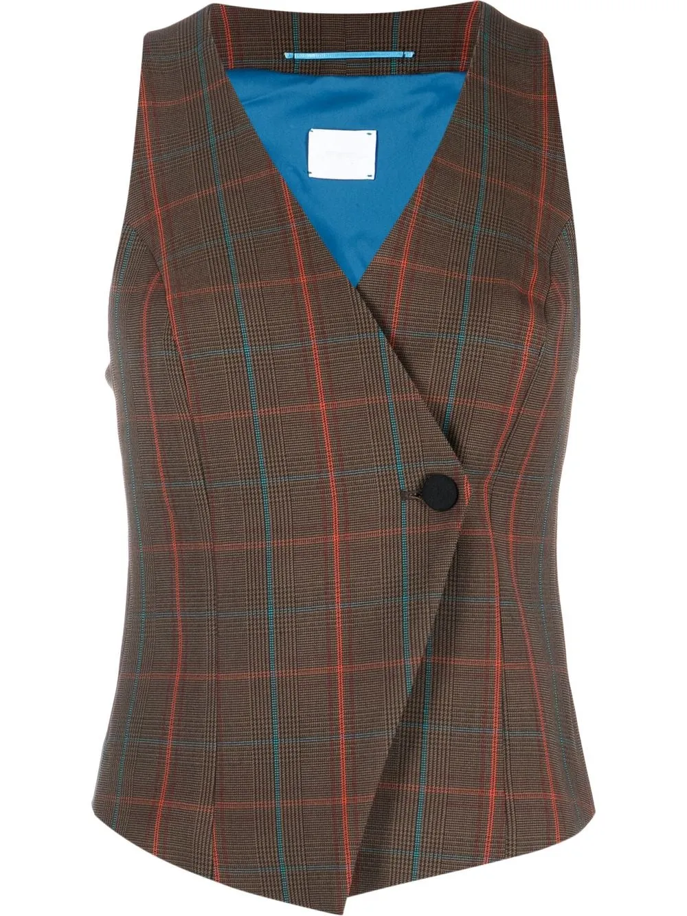 

Merci tartan-check V-neck waistcoat - Brown