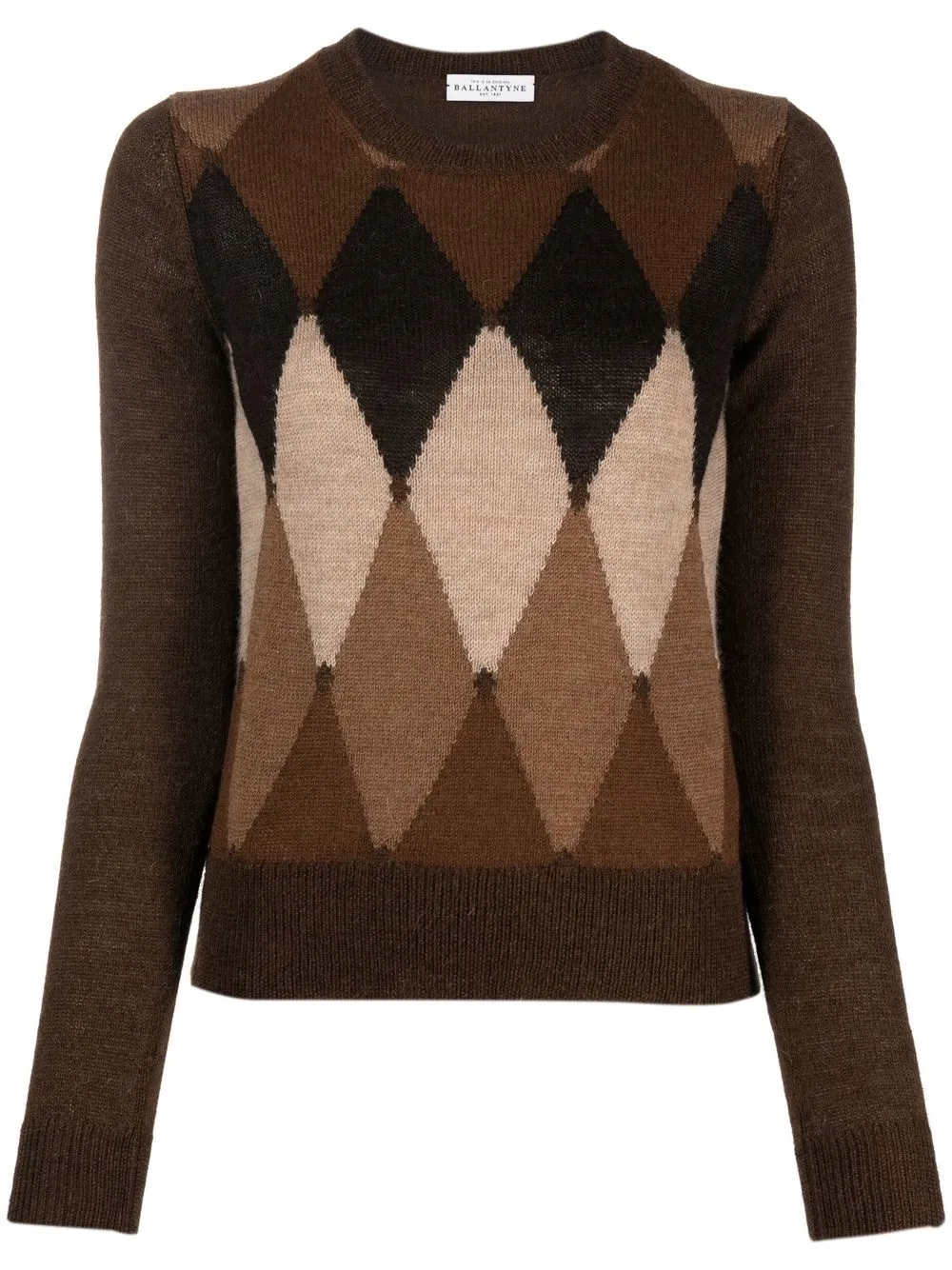 

Ballantyne argyle-check print jumper - Brown