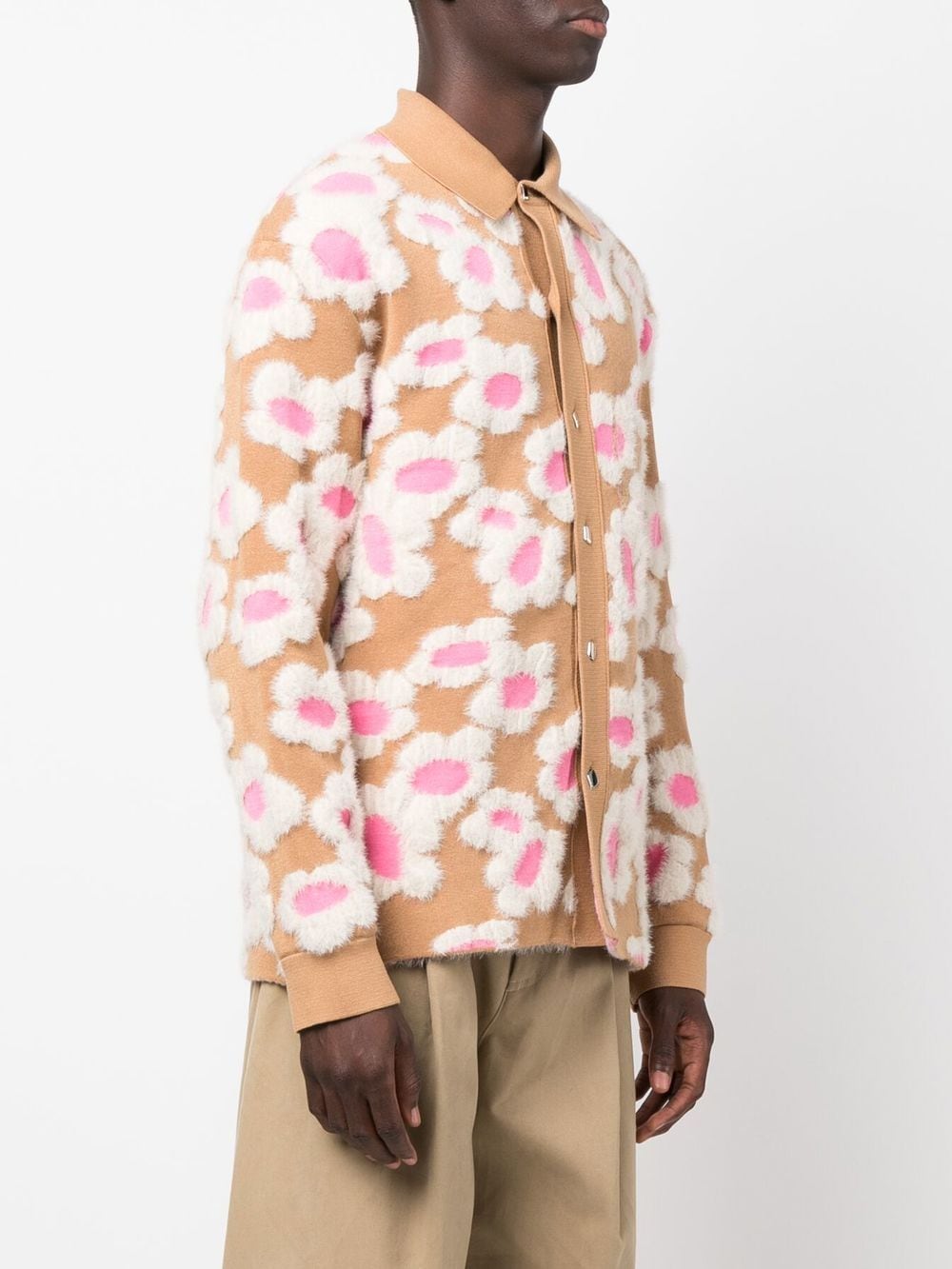 Shop Jacquemus Floral-intarsia Cardigan In Neutrals