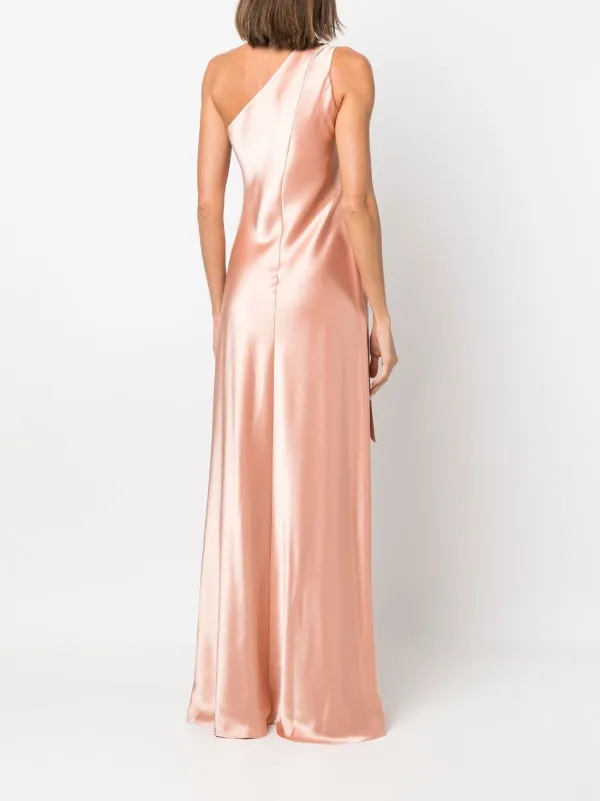 one shoulder flared gown