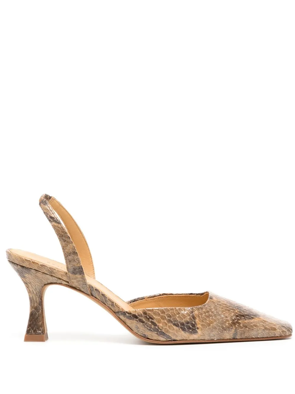 

Rejina Pyo square-toe snake-print 65mm slingback pumps - Brown