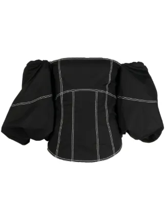 Rejina Pyo Ari contrast-stick Puff Blouse | Black | FARFETCH