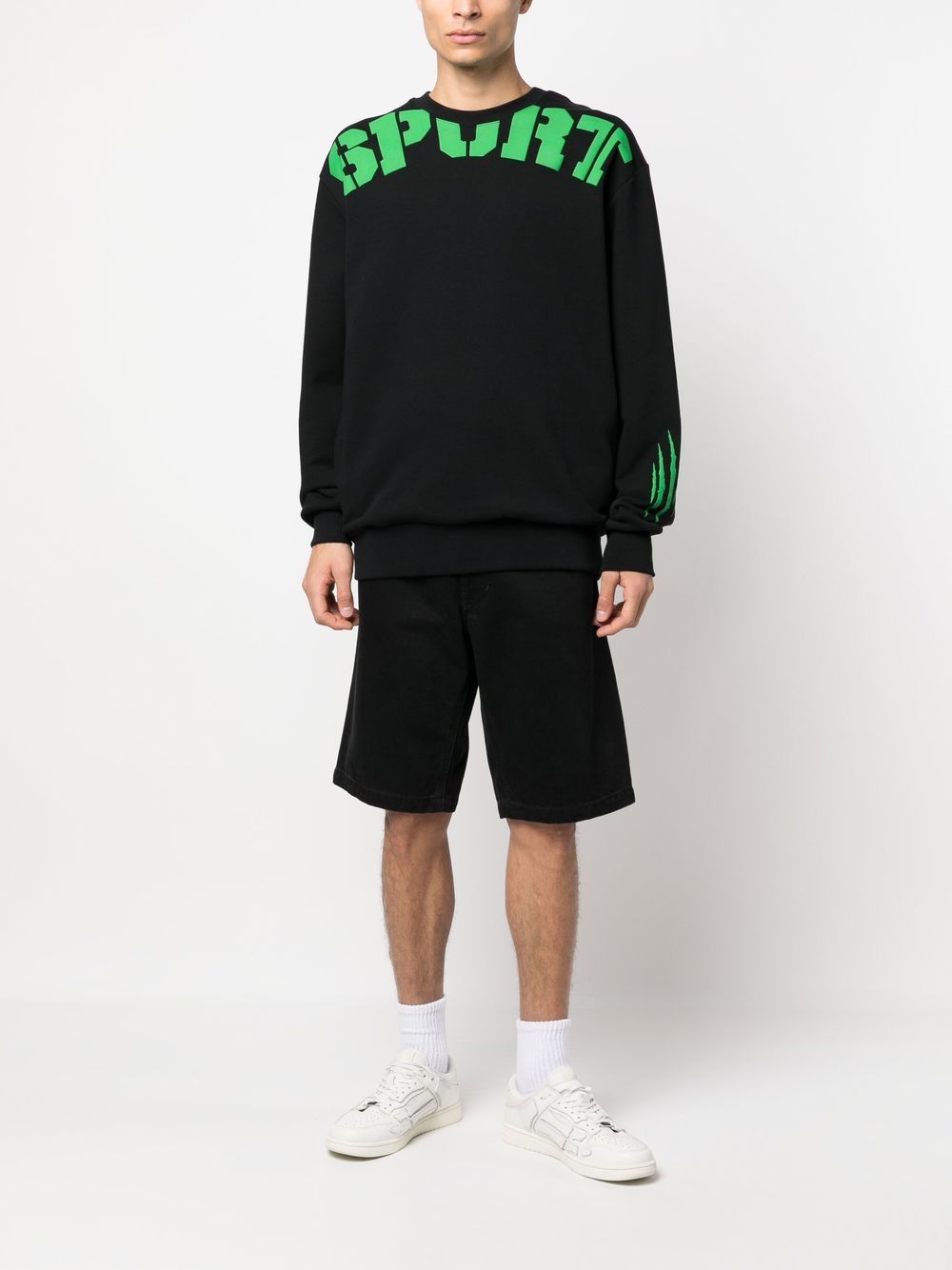 Shop Plein Sport Scratch-print Crew Neck Sweatshirt In Black