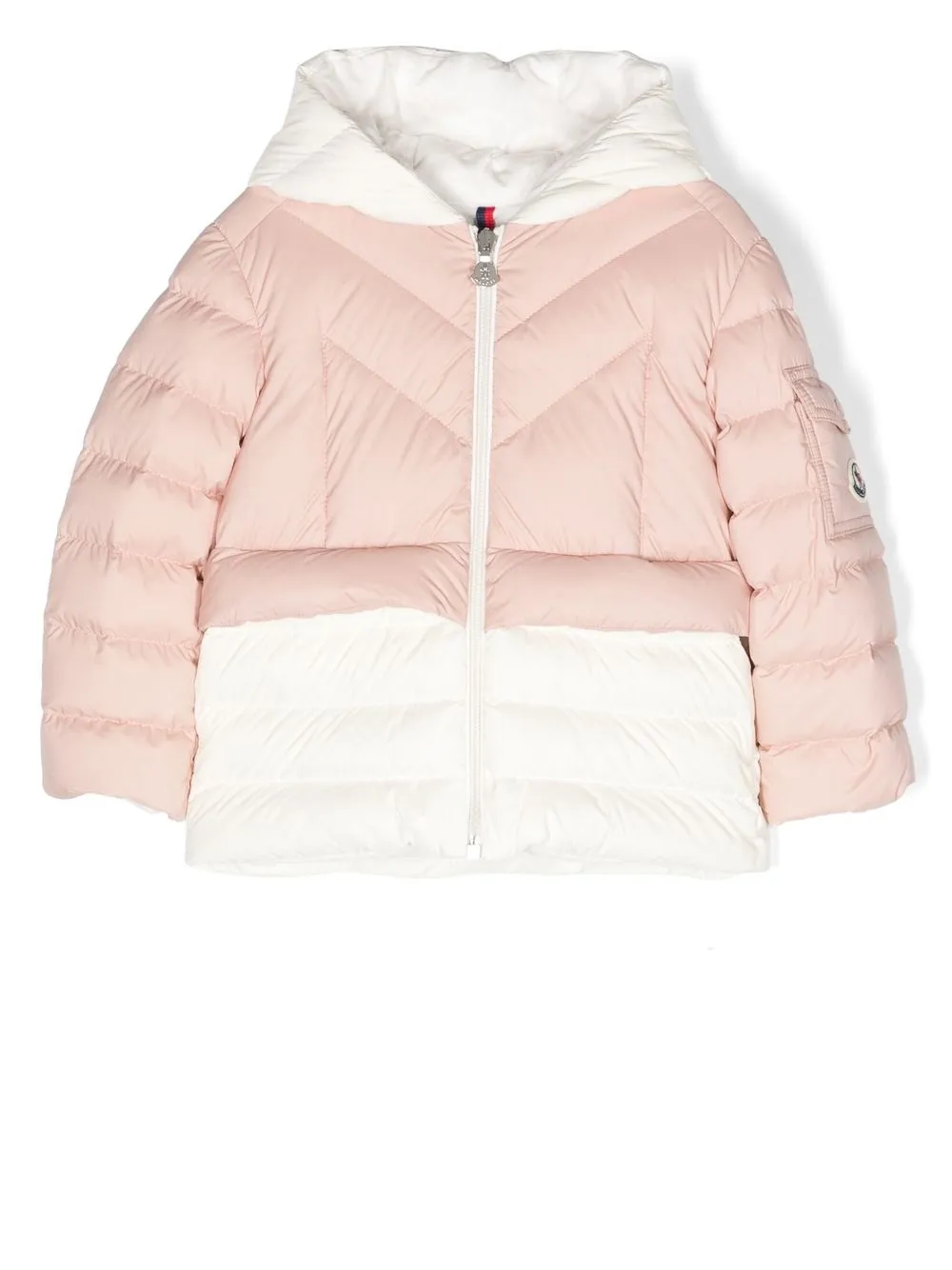 

Moncler Enfant chamarra capitonada con parche del logo - Rosado