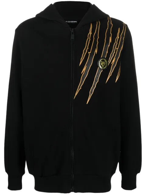 Plein Sport scratch-print zipped hoodie