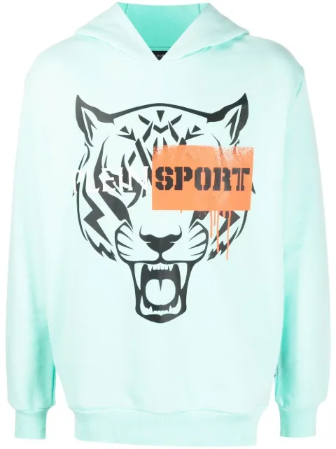 Plein Sport tiger-motif long-sleeved hoodie
