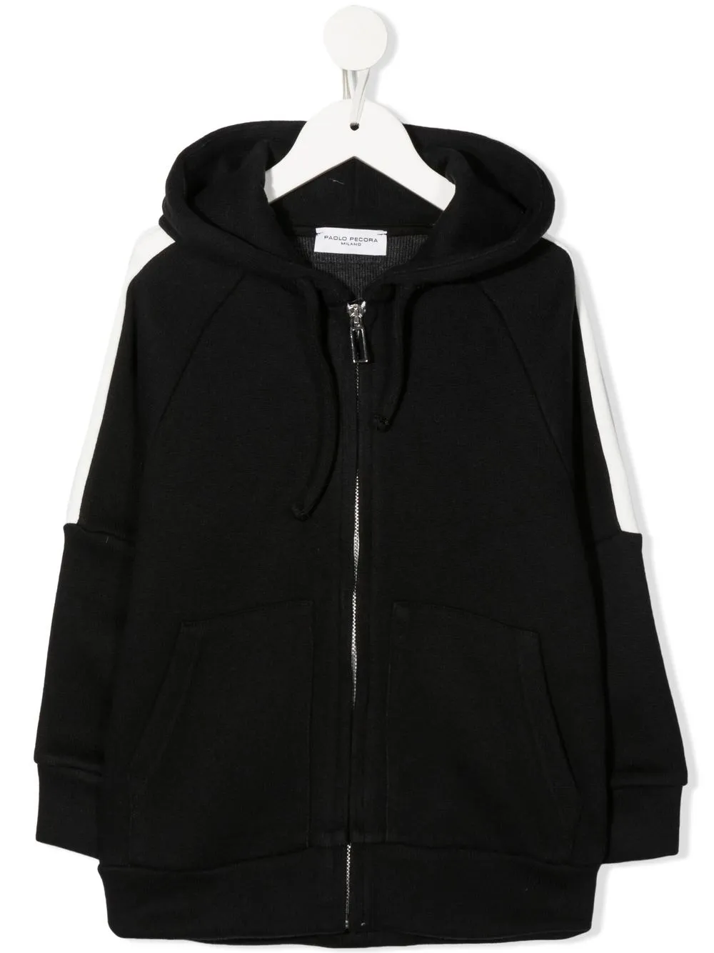 Paolo Pecora Kids' Fine-knit Zipped Hoodie In Schwarz