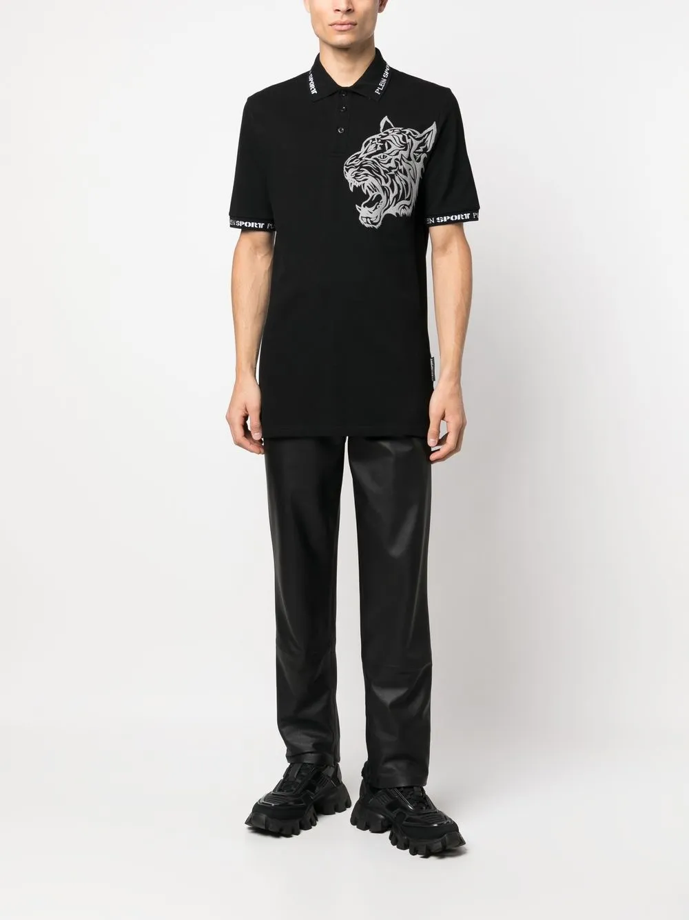 Plein Sport Poloshirt met tijgerprint - Zwart