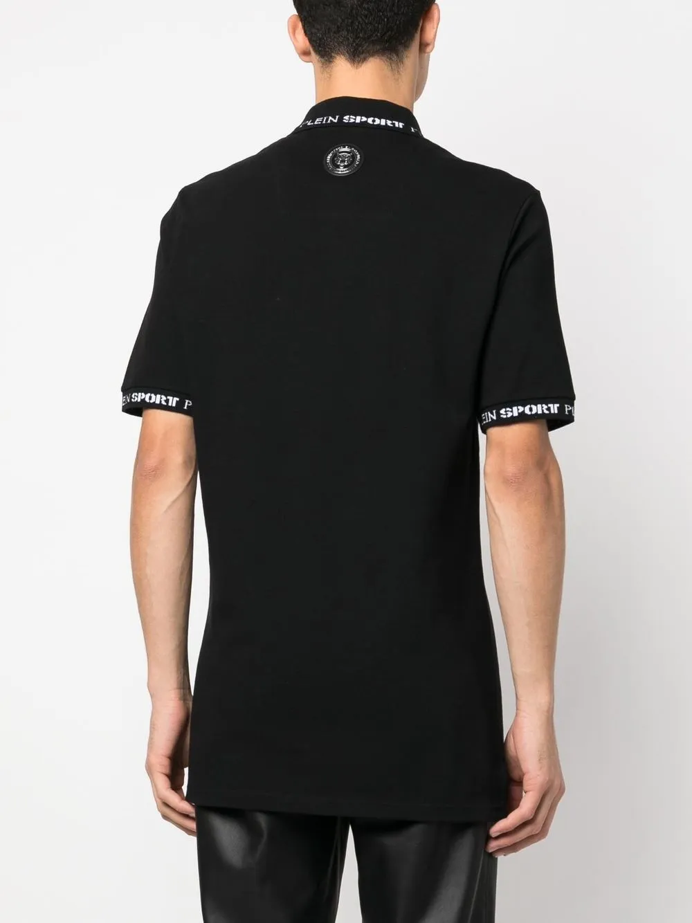 Plein Sport Tiger-motif Polo Shirt In Black