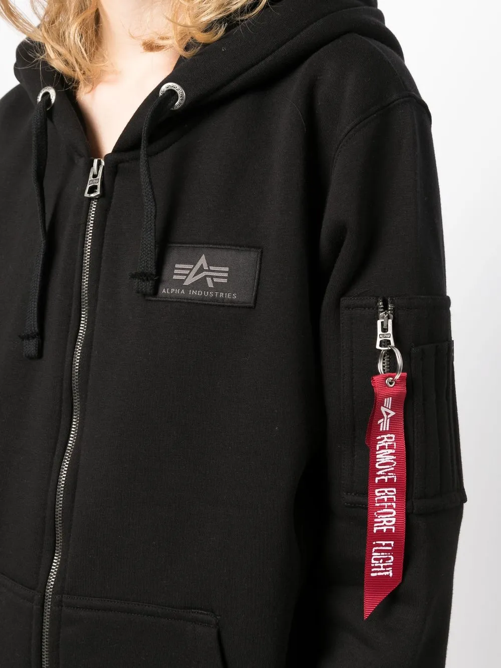 Alpha Industries Zipfront Logo Hoodie In Black ModeSens