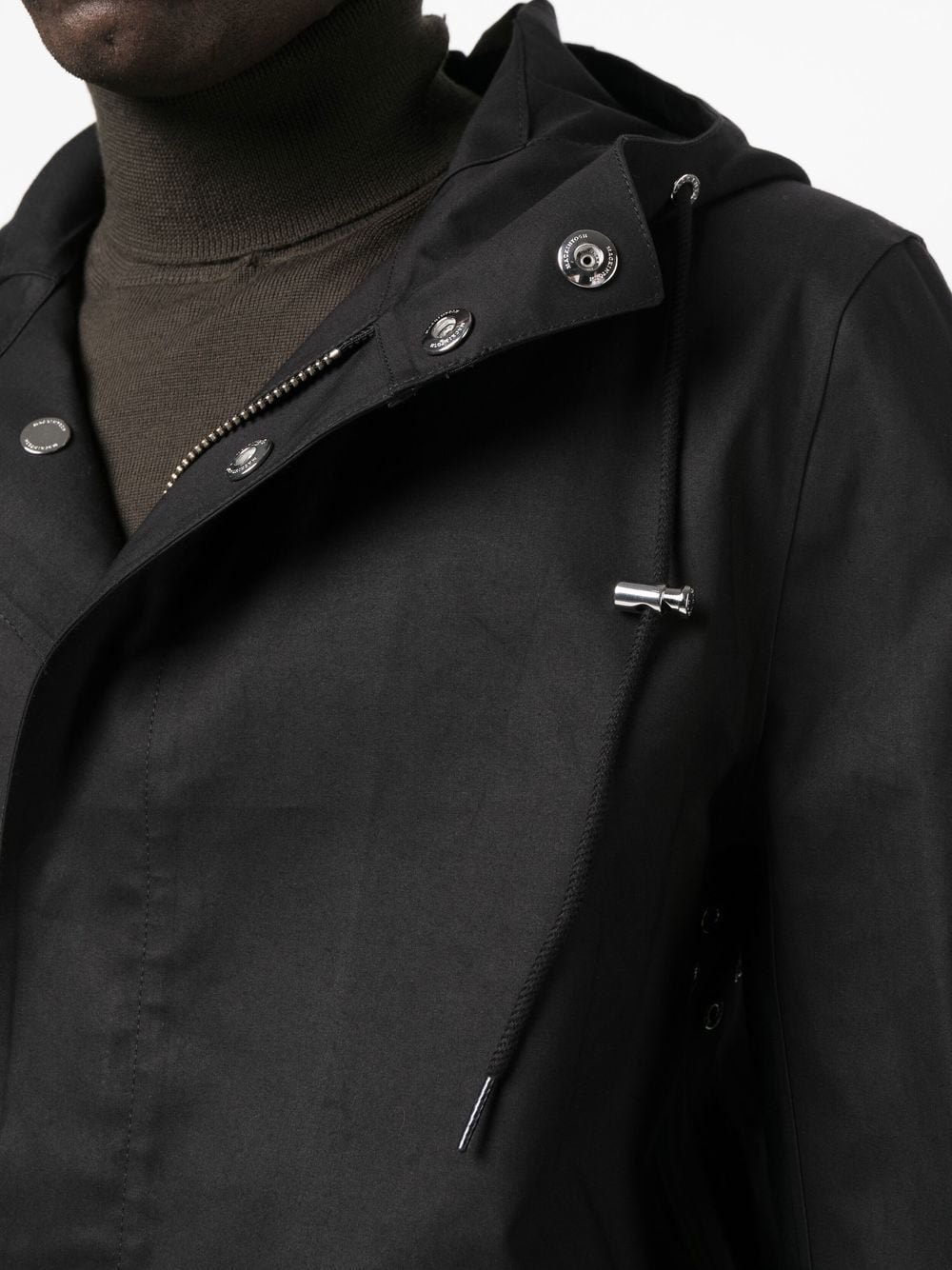 Shop Mackintosh Granish Cotton Hooded Coat In Black