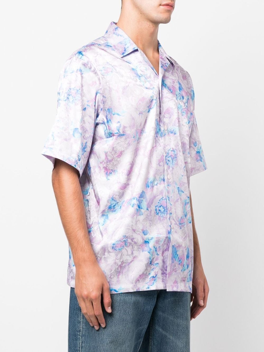 Shop Martine Rose Floral-print Short-sleeve Shirt In Rosa