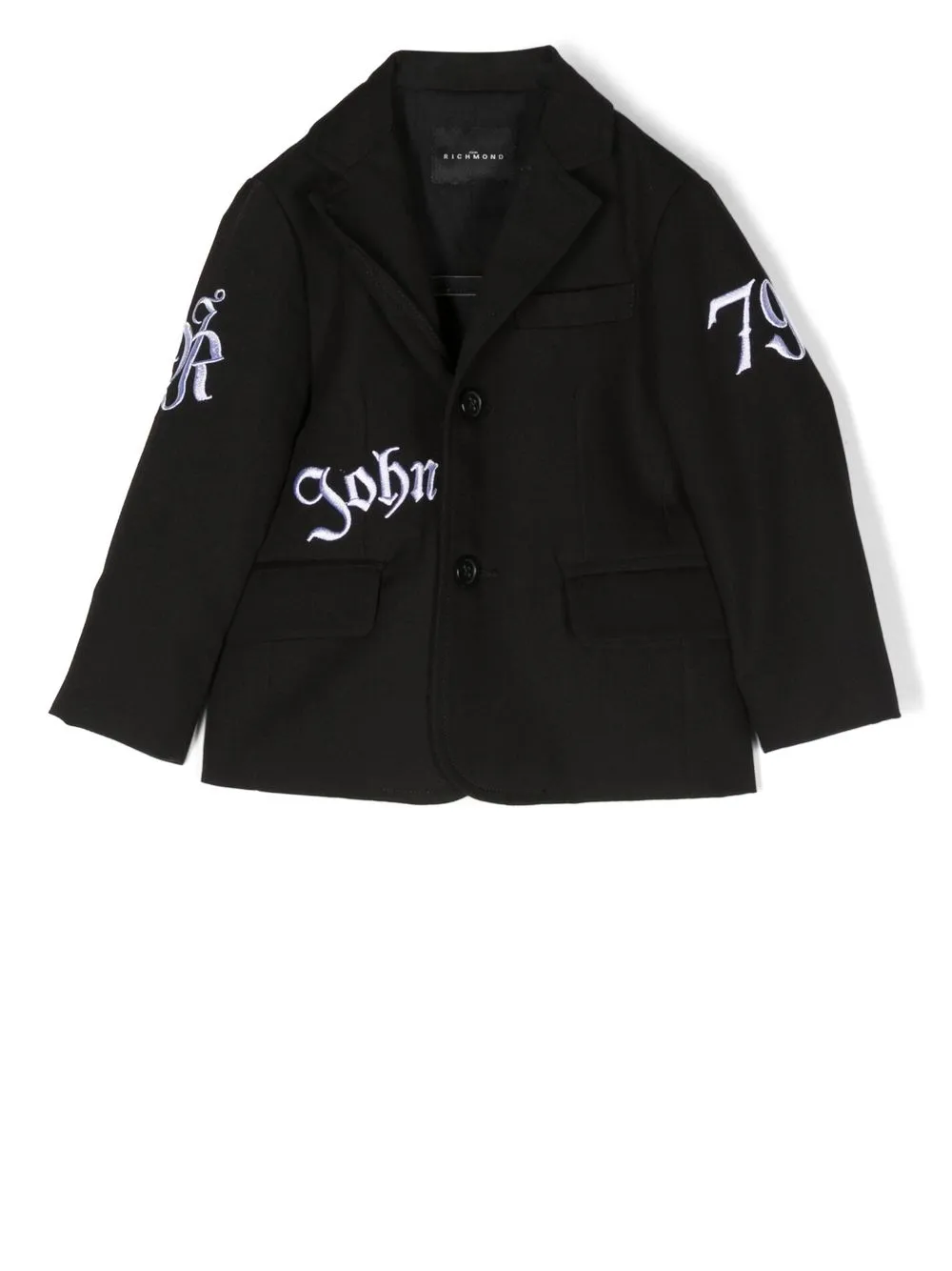 

John Richmond Junior blazer con logo bordado - Negro