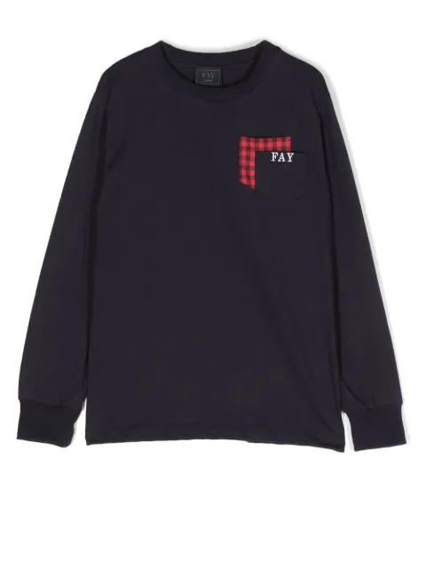 Fay Kids تيشيرت بأكمام طويلة وطبعة شعار الماركة